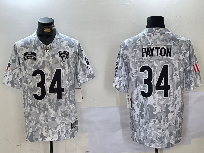 Men's Chicago Bears Walter Payton #34 Arctic Camo 2024 Salute to Service Retired Limited Jersey